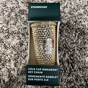Starbucks Chrome Gold Studded Keychain